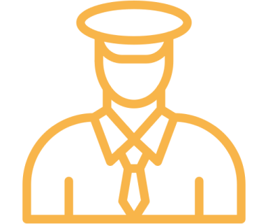 Outlined pilot icon on black background.