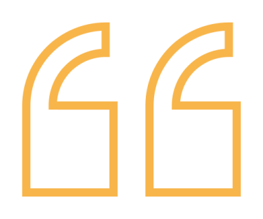 Orange quotation marks on black background.